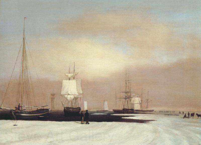 John Samuel Blunt Boston Harbor Norge oil painting art